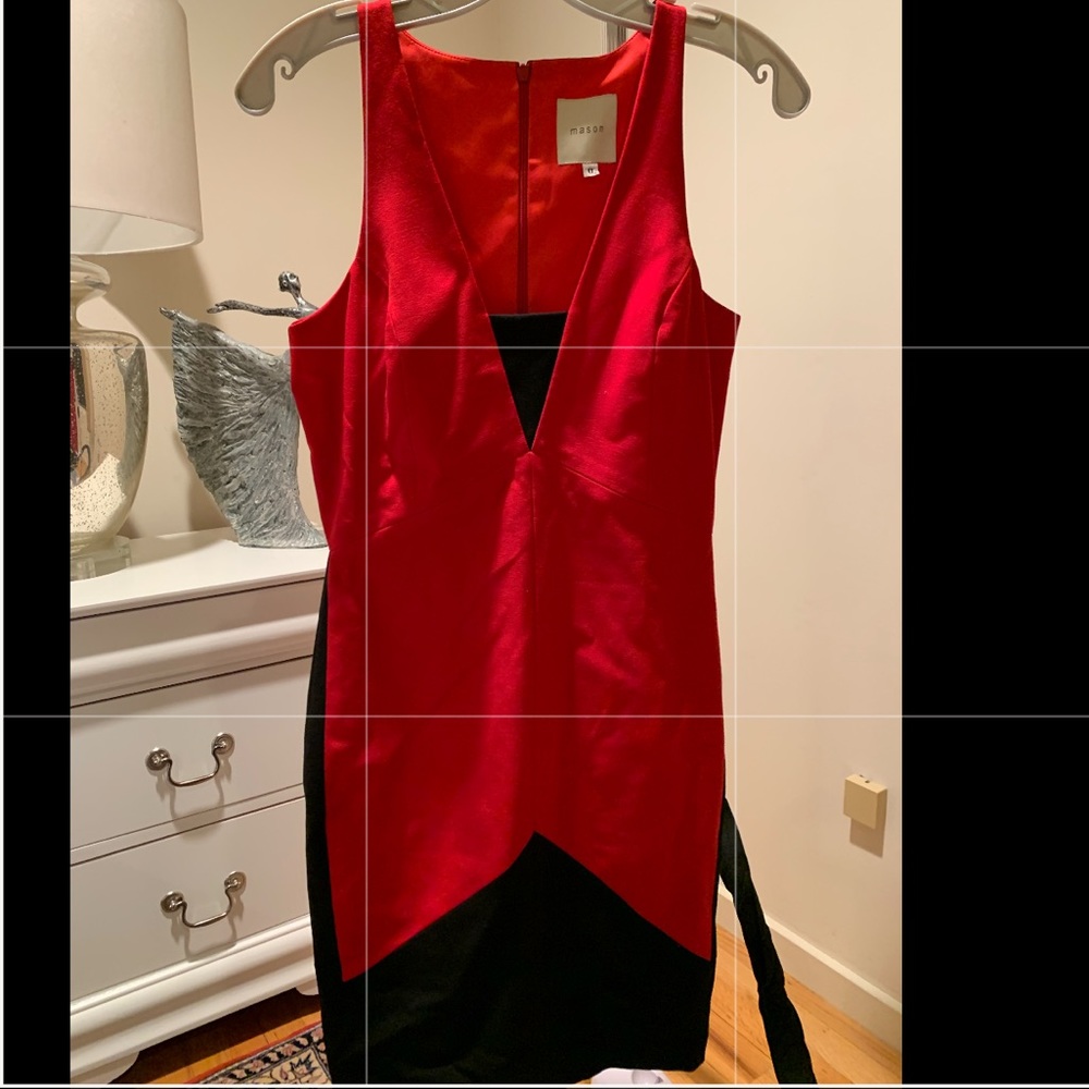 Red and black pencil dress